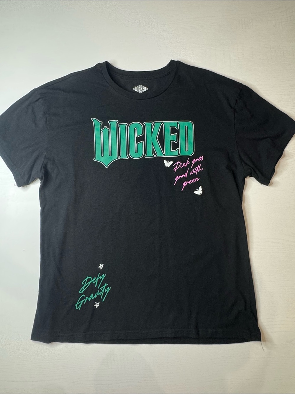 Wicked Graphic Short Sleeve Tee - Black with Green & Pink Accents